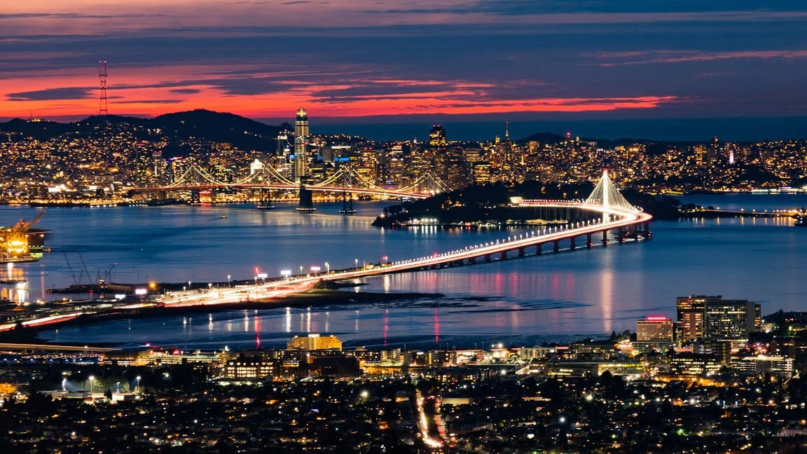 A night view of San Fransisco Bay Area, North California