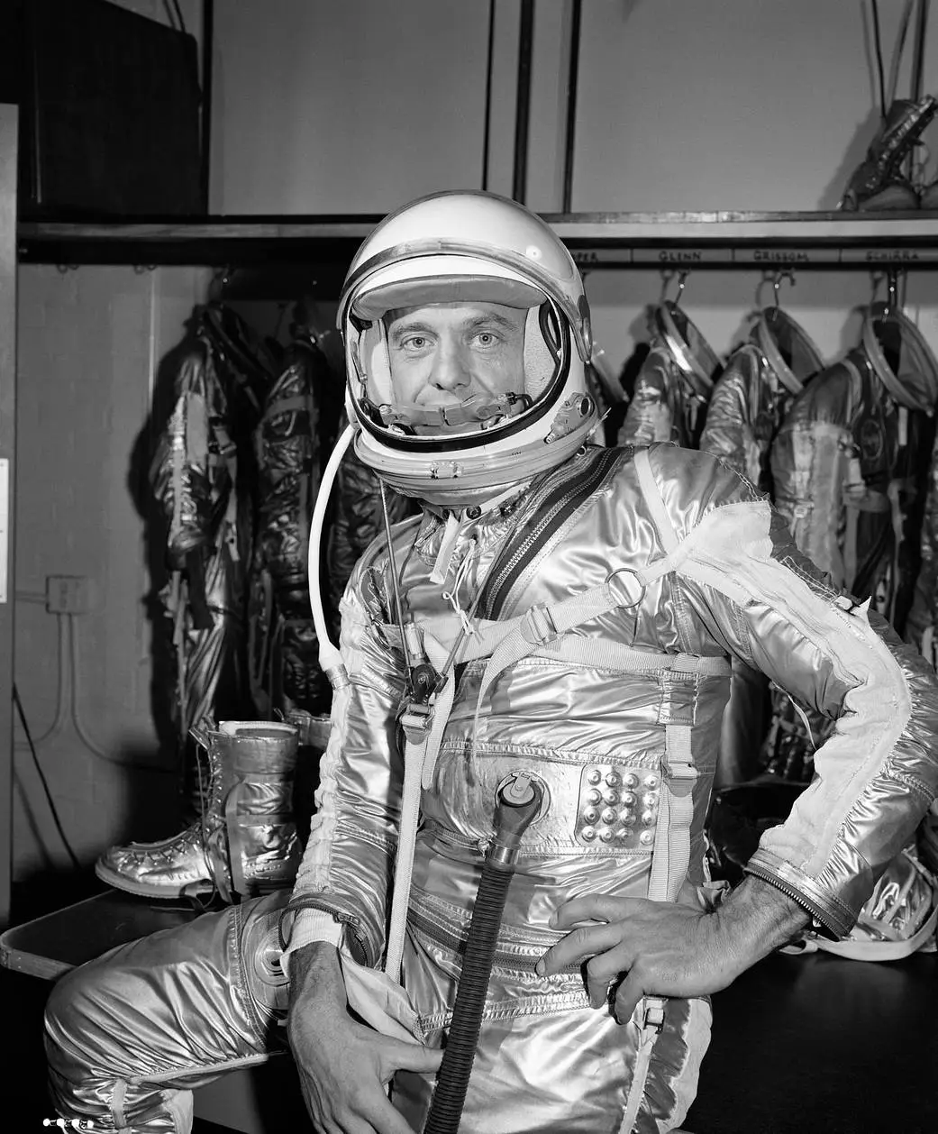 Alan Sephard in space suit.