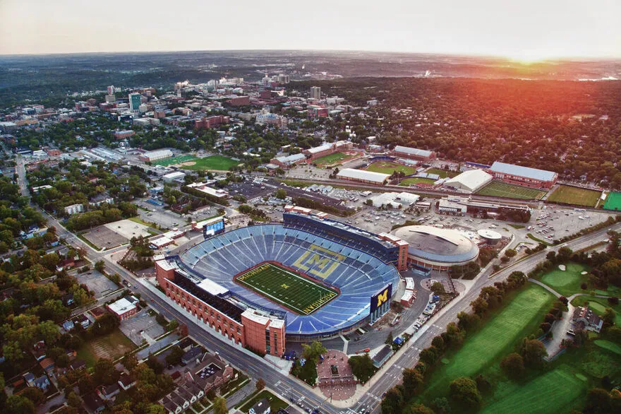 Michigan Stadium is one of the largest stadiums in the United States and is located in Ann Arbor.